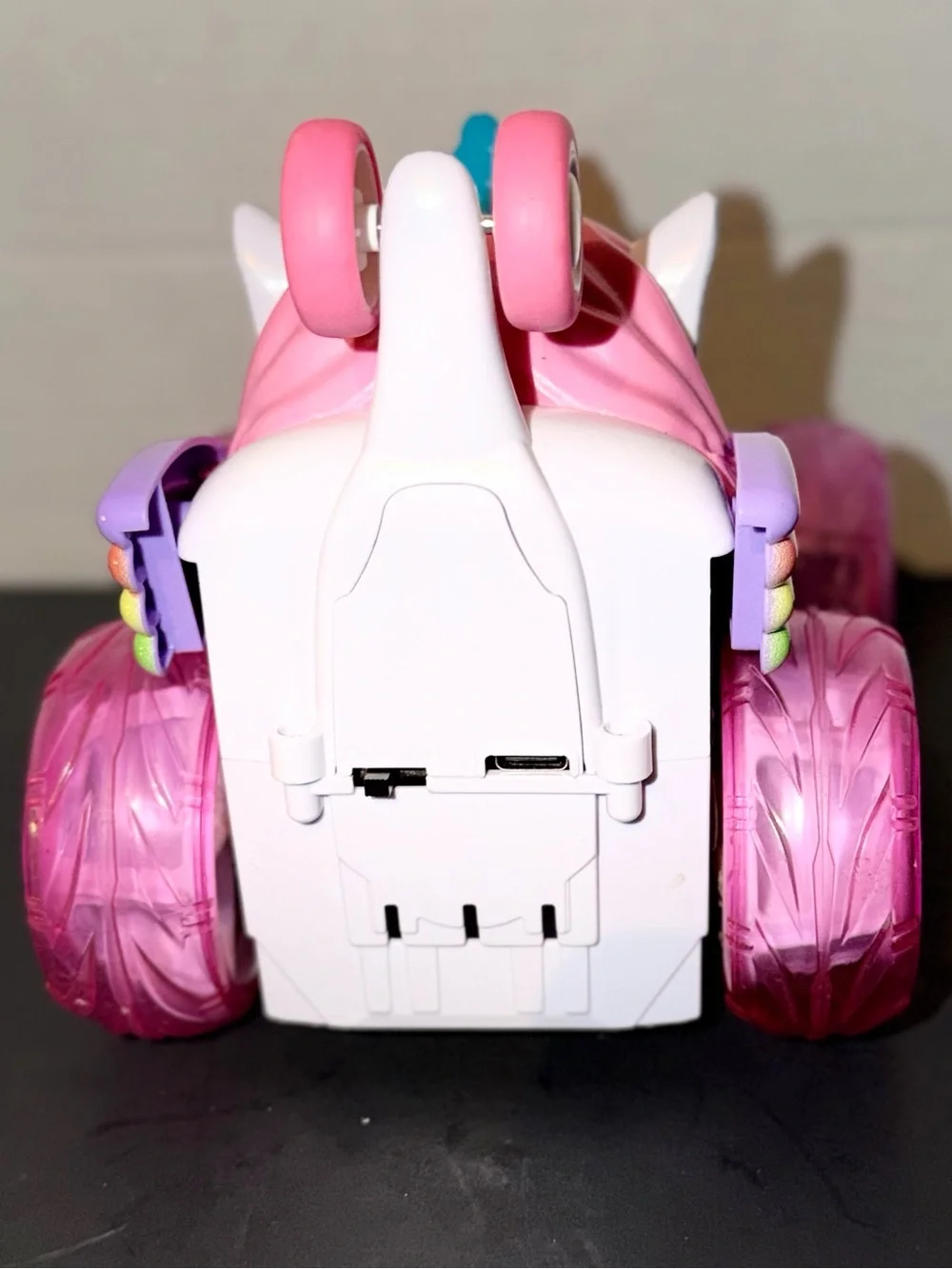 Pink Unicorn Pull-Back Toy Car with Rainbow Accents